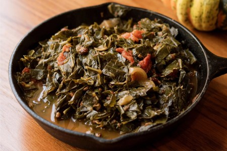 The Secret to Better Collard Greens? Bacon and Tomatoes.