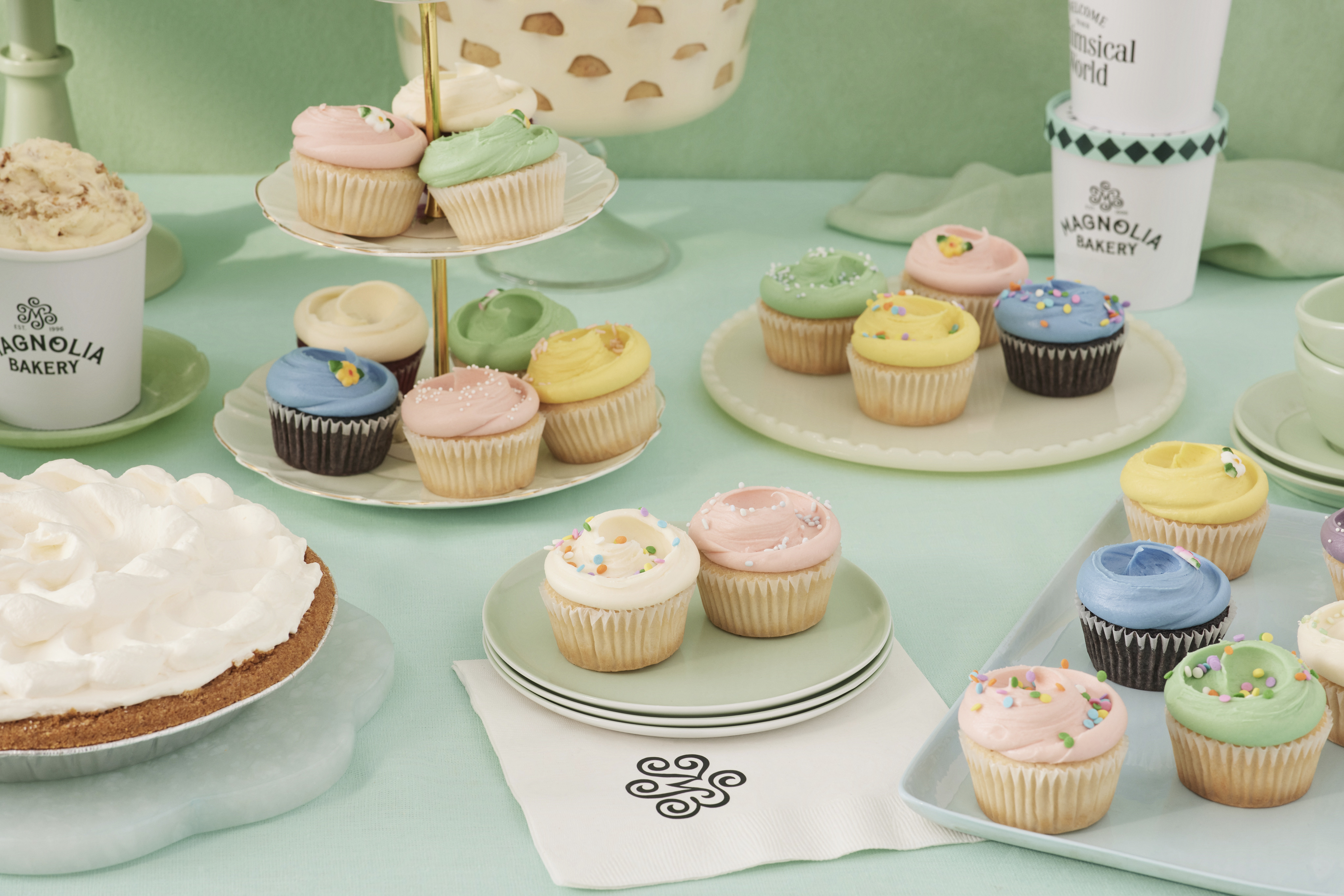 Spread of cupcakes on tray