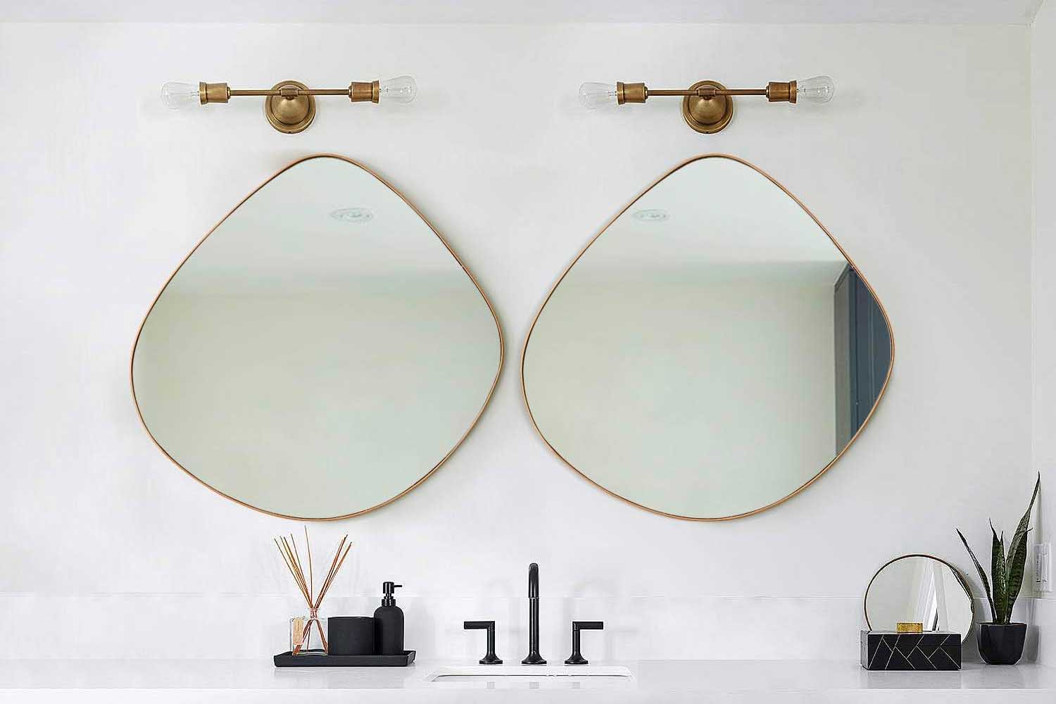 BIKARSOUL Irregular Wall Mirror Brass Framed Wall Mirror