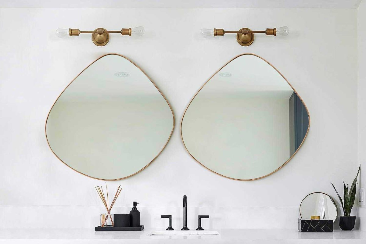 BIKARSOUL Irregular Wall Mirror Brass Framed Wall Mirror