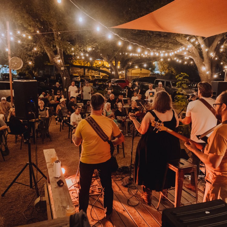 A band performing at Radio Coffee & Beer, one of the best live music venues in Austin along with its sister venue, Radio East