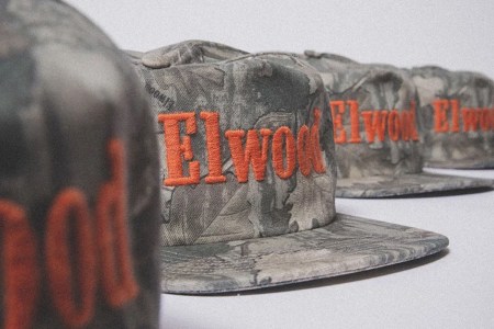 a collage of Elwood hats on a grey background