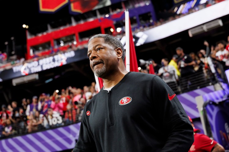 Defensive coordinator Steve Wilks of the San Francisco 49ers walks onto the field during team entrances before Super Bowl LVIII against the Kansas City Chiefs on February 11, 2024. He was fired after the loss.