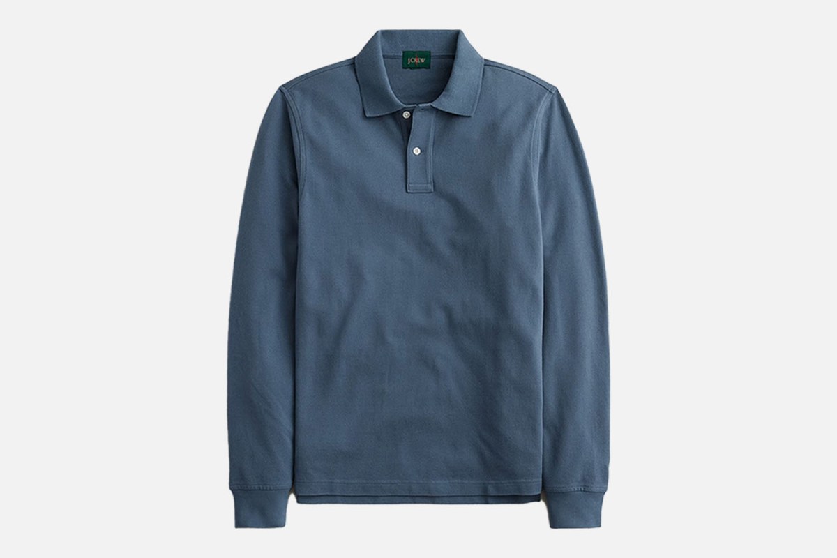 J.Crew Long-Sleeve Classic Piqué Polo Shirt