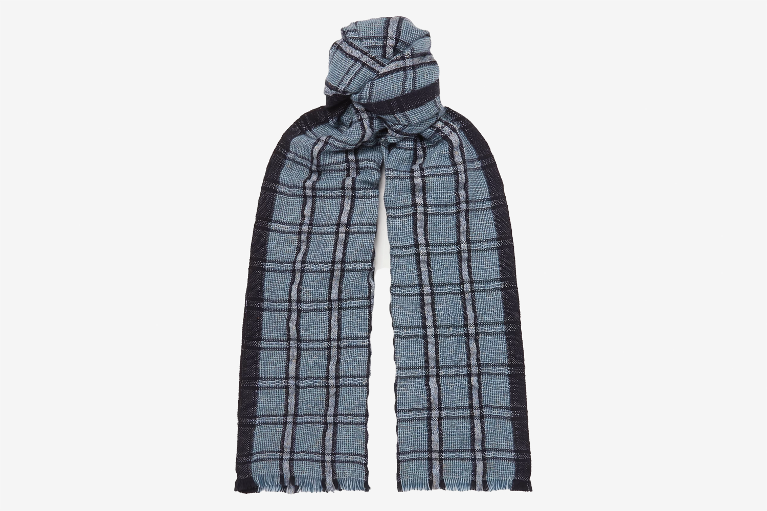 Loro Piana Checked Linen and Cashmere-Blend Tweed Scarf