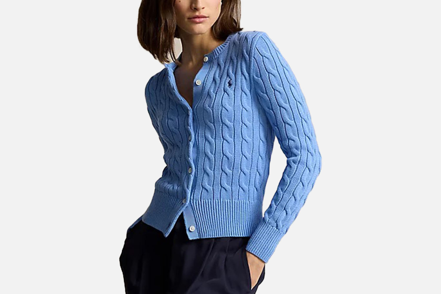 Polo Ralph Lauren Cable-Knit Cotton Crewneck Cardigan