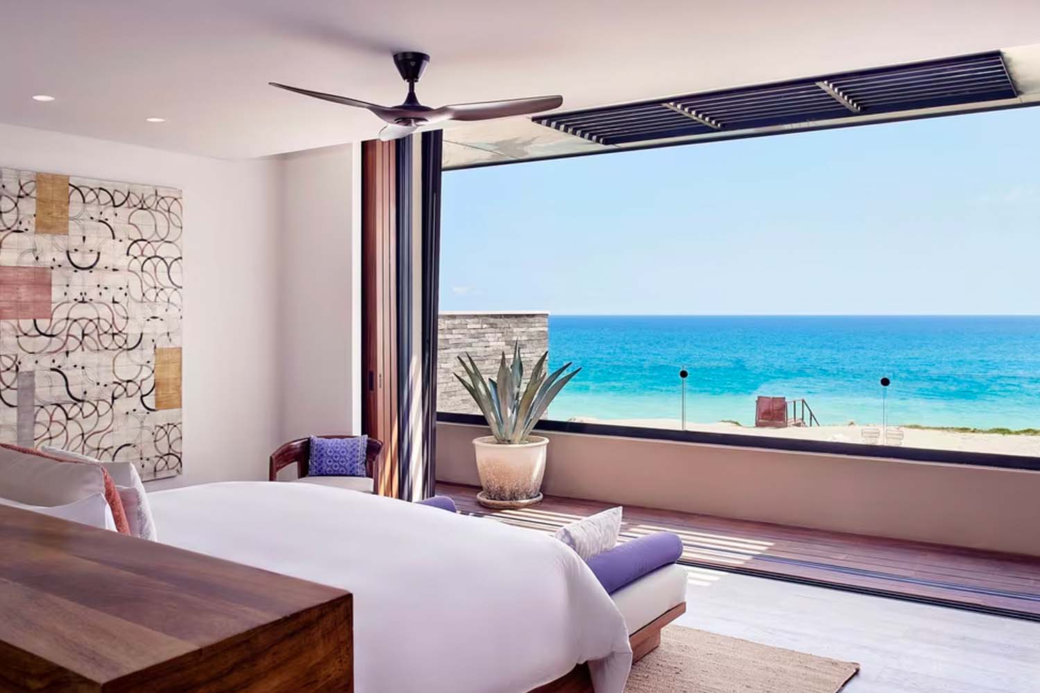 a hotel room overlooking the sea of cortez