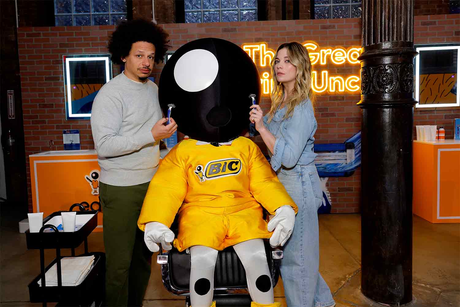 Annie Murphy And Eric Andre attend the launch of the New BIC EasyRinse Razor on March 20, 2023 in New York City.