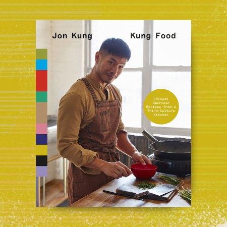 Kung Food cookbook cover on a yellow green background