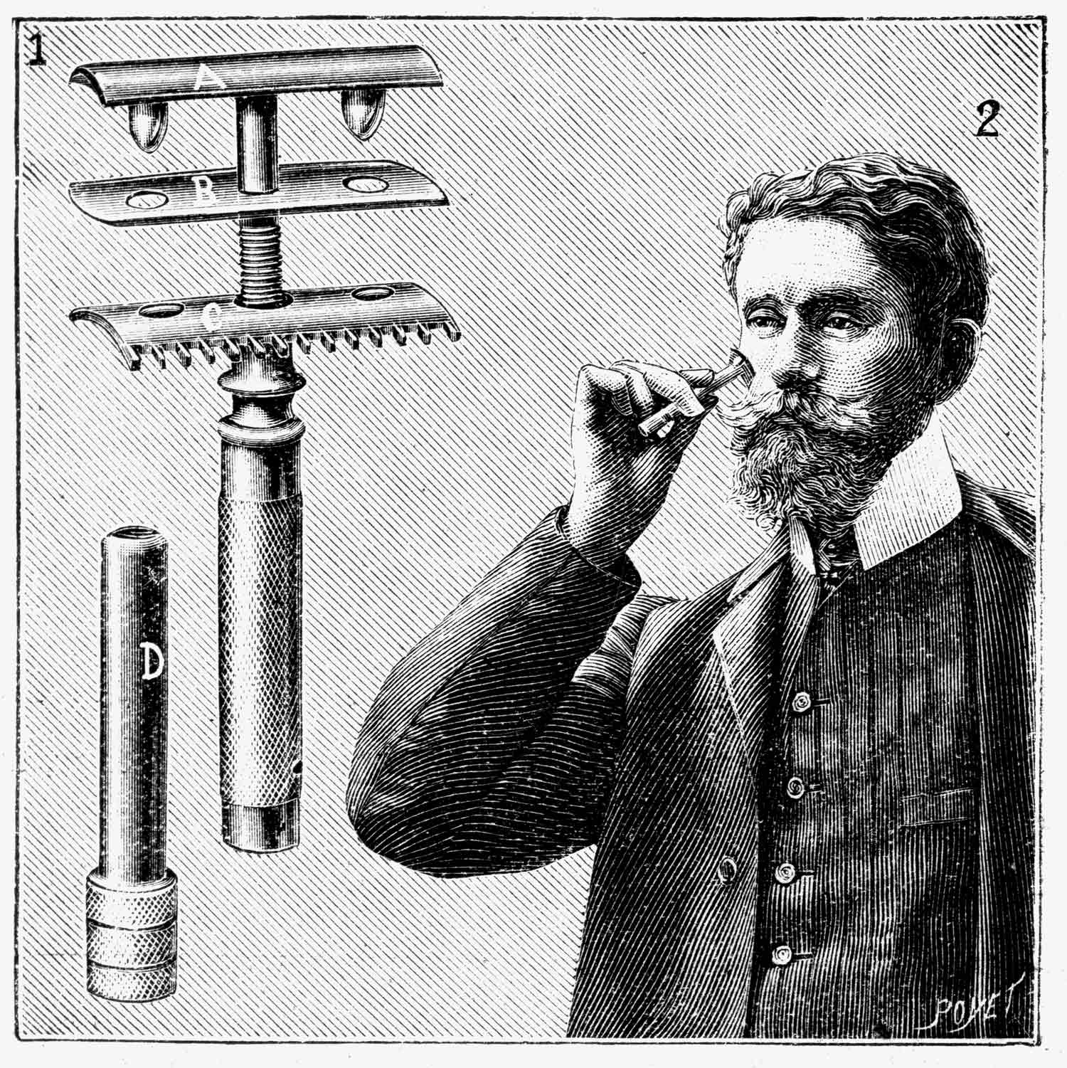 King Gillette's safety razor with replaceable blade, 1905.