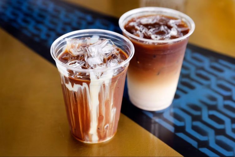 two iced lattes