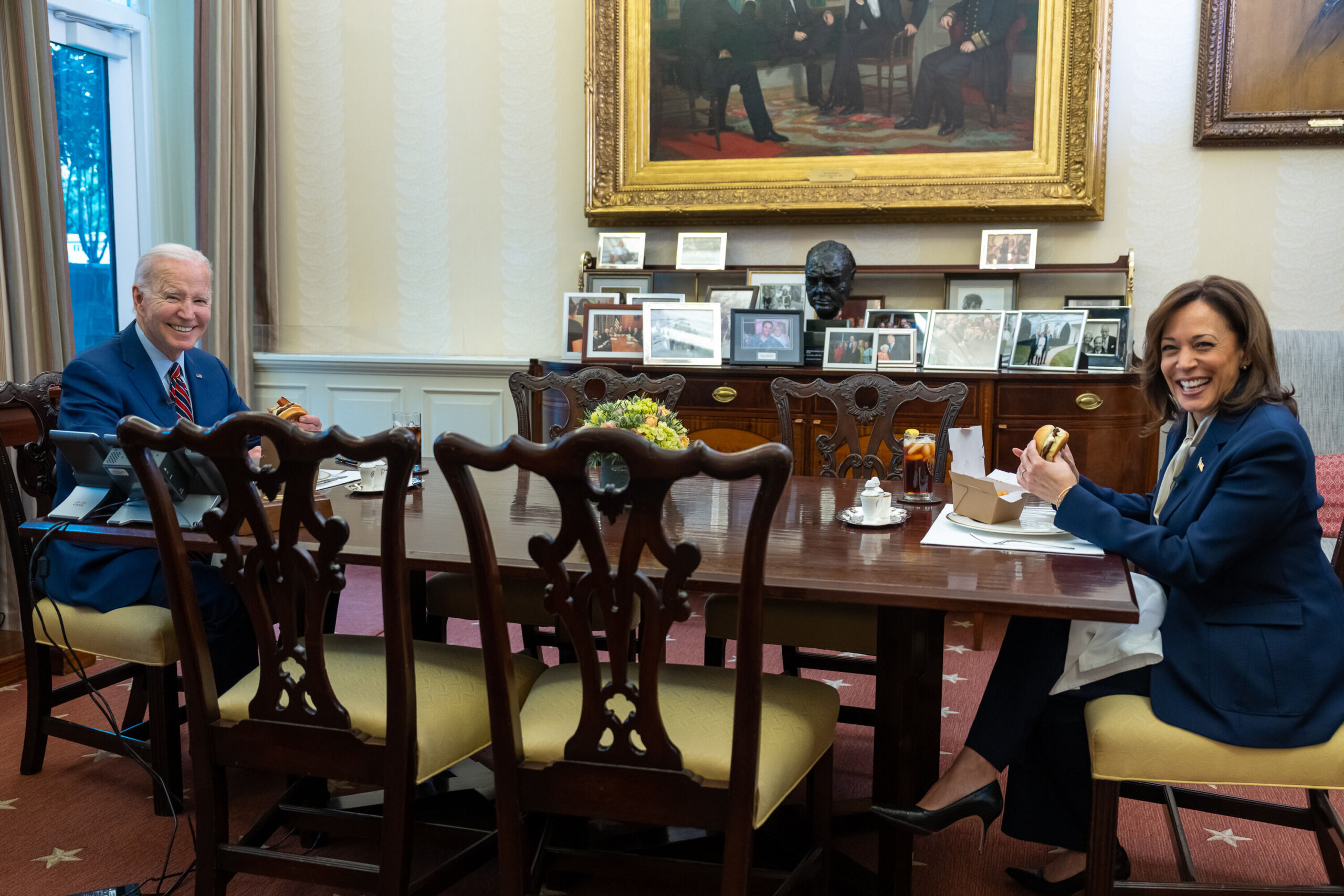 President Joe Biden and Vice President Kamala Harris eating Ghostburger