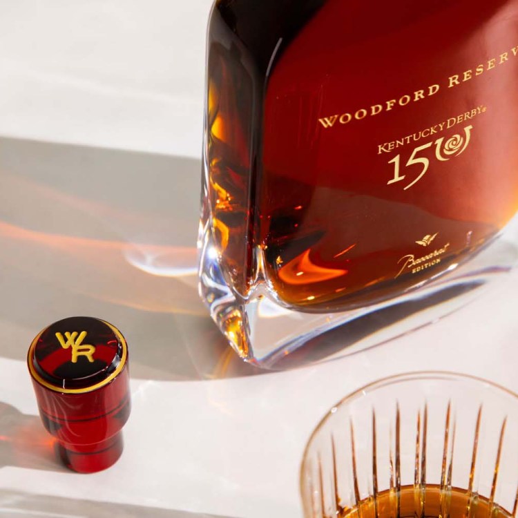 A close-up of the new Woodford Reserve Kentucky Derby 150 Baccarat Edition
