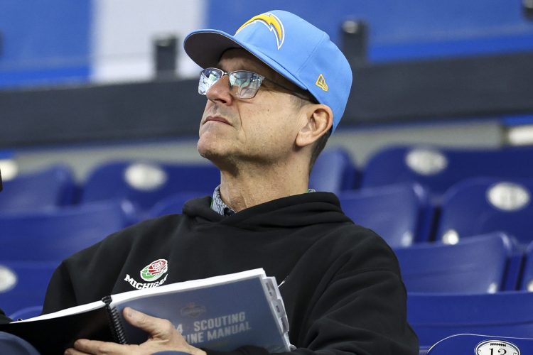 Head coach Jim Harbaugh of the Los Angeles Chargers.