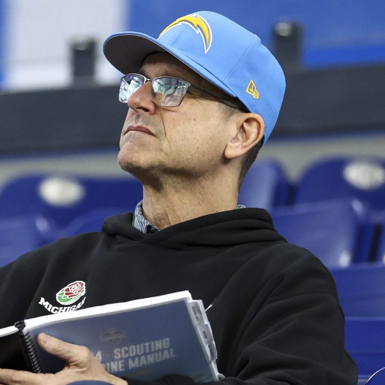 Head coach Jim Harbaugh of the Los Angeles Chargers.