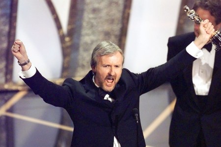 James Cameron winning an Oscar for "Titanic." A lucky buyer also just won the door from the movie at auction, for over $700,000.