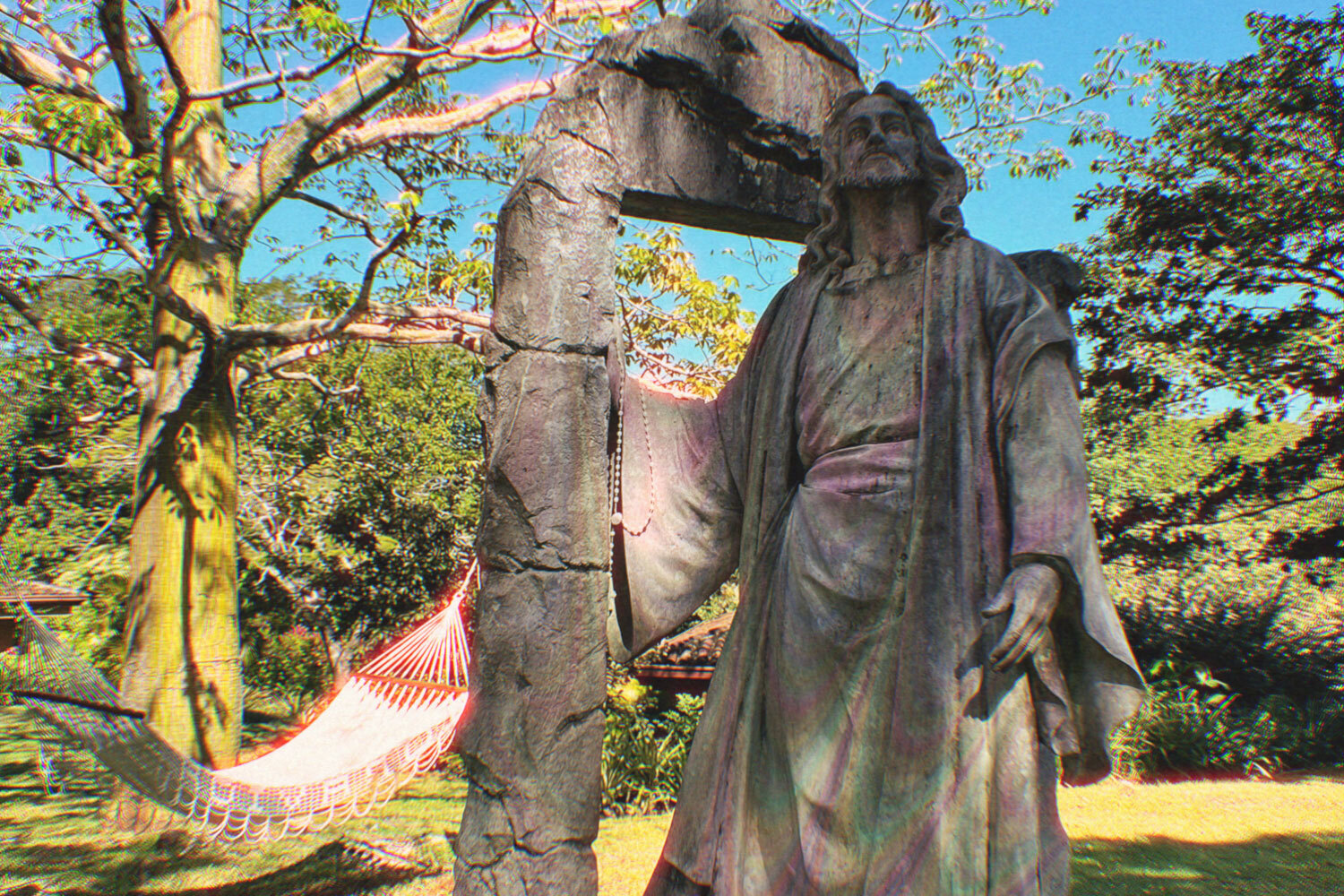 A statue of Jesus at Rythmia, a luxury retreat in Costa Rica