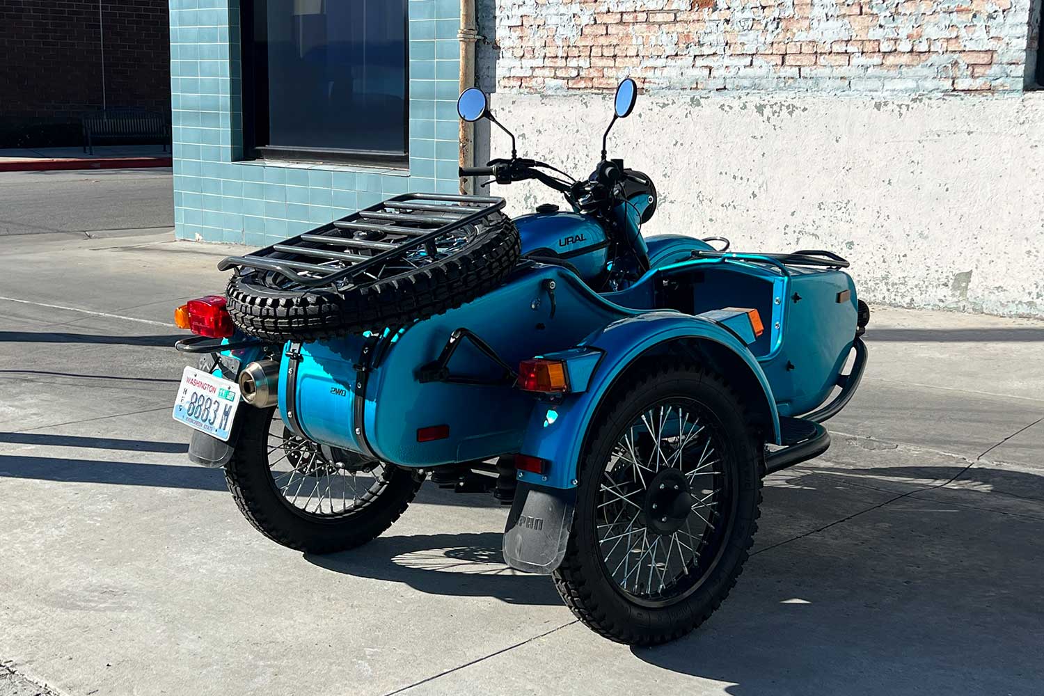 The Ural Gear Up sidecare motorcycle, showing the passenger compartment 