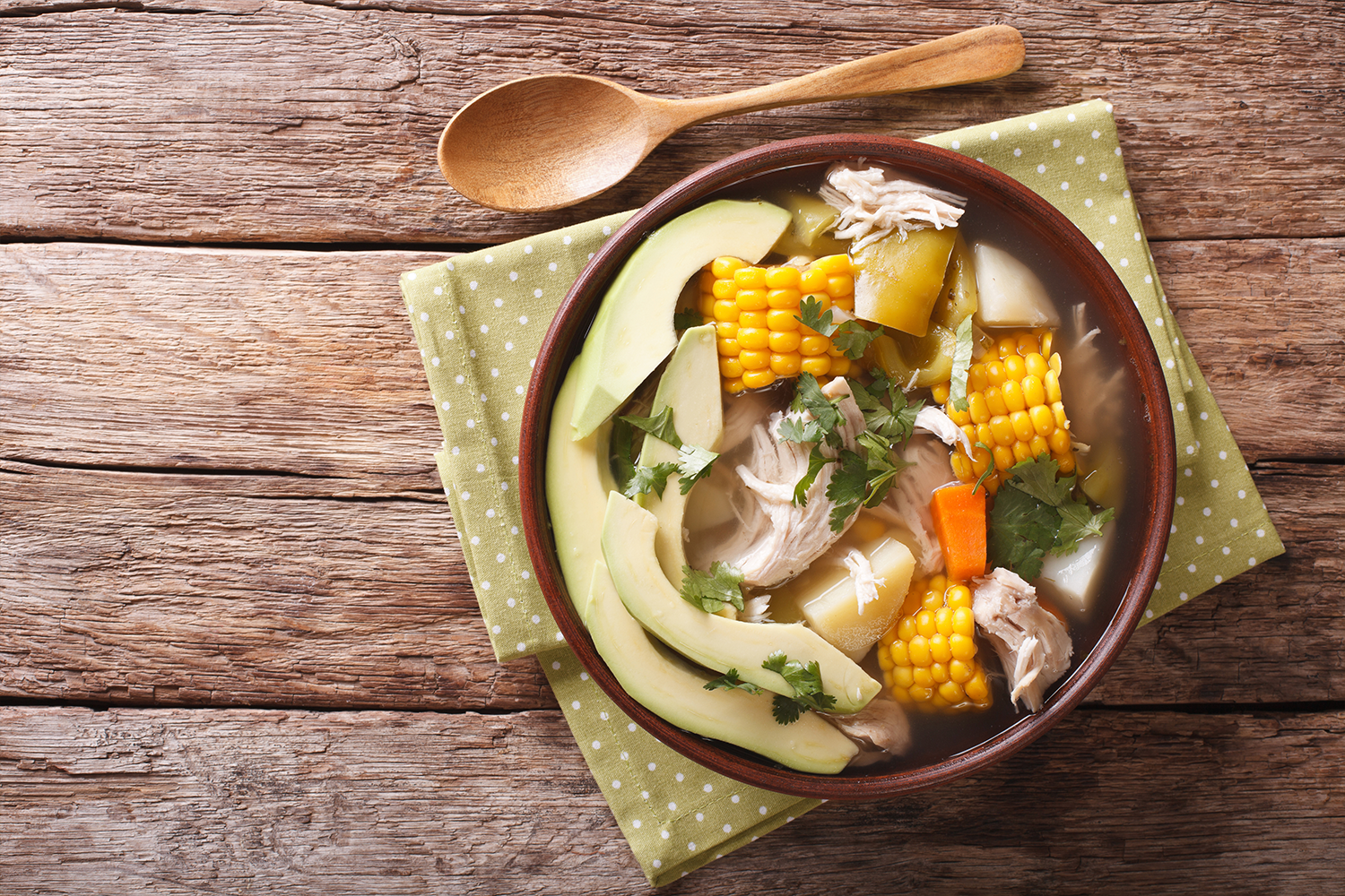 Traditional Colombian ajiaco soup