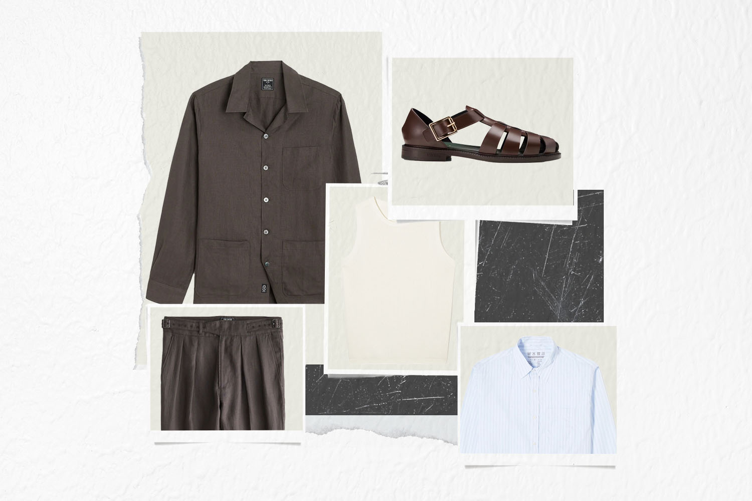 a collage of items on a picture background