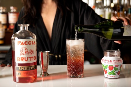 A spritz with Faccia Brutto, an aperitivo from Brooklyn