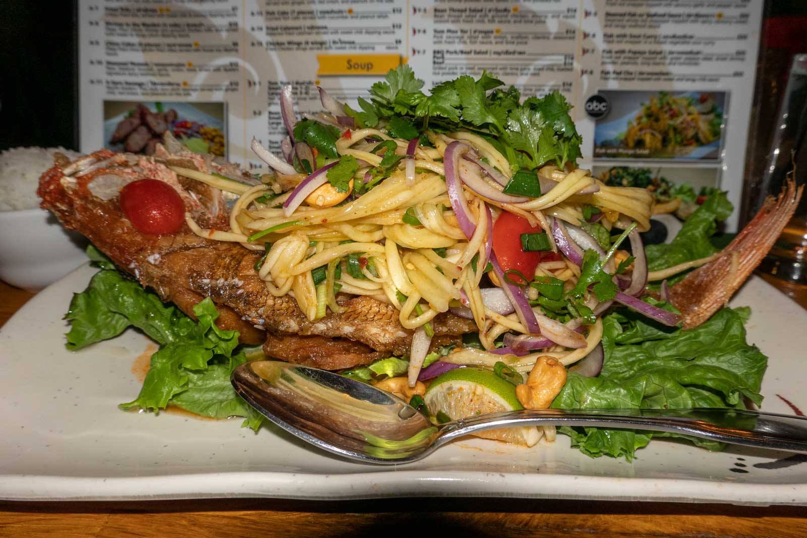 Fried-red-snapper-topped-with-mango-salad