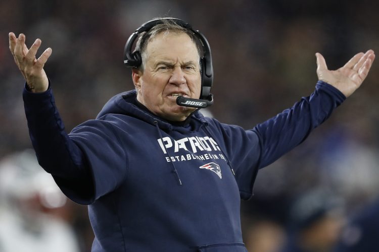 Bill Belichick coaching for the New England Patriots in 2019.