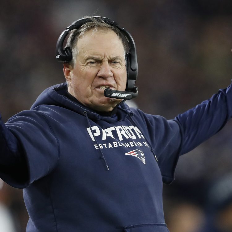 Bill Belichick coaching for the New England Patriots in 2019.