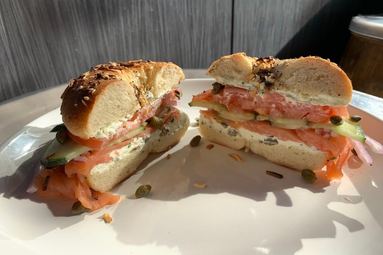 bagel with cream cheese and lox