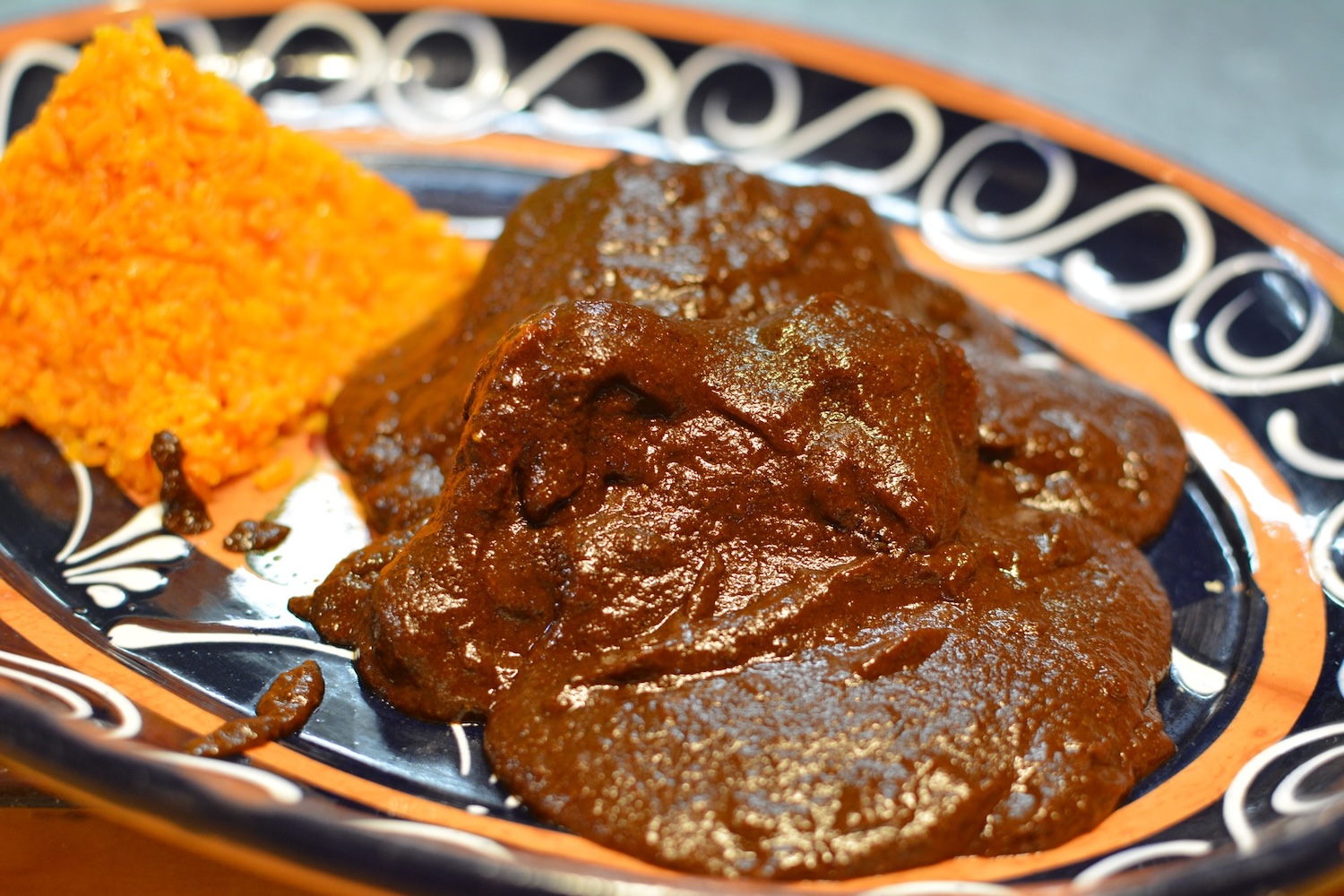 mole with a side of yellow rice