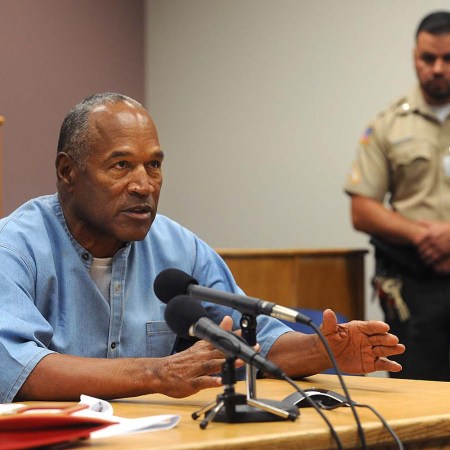 Former professional football player O.J. Simpson speaks during a parole hearing at Lovelock Correctional Center in Lovelock, Nevada, U.S., on Thursday, July 20, 2017