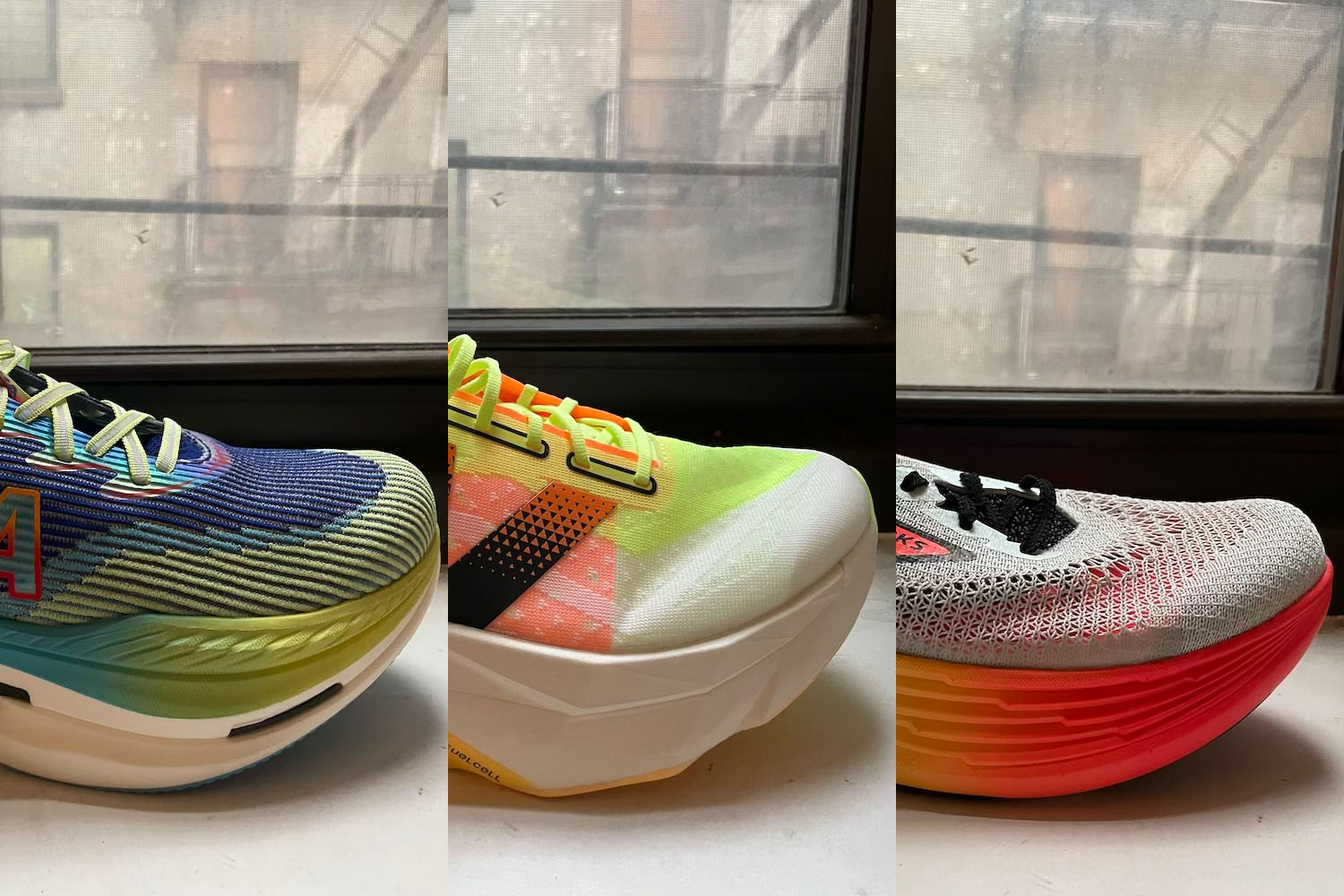 a collage of super shoe cushioning