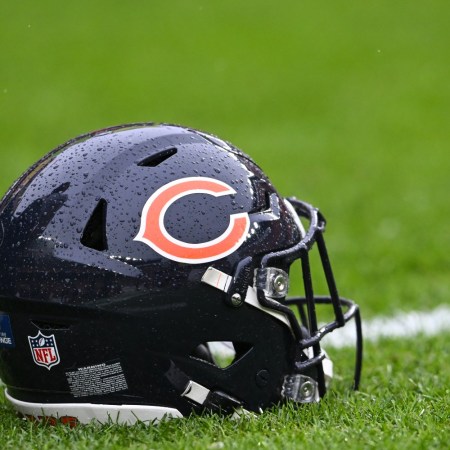 Chicago Bears helmet on a green field. We recently got a look at new design renderings of the planned Soldier Field replacement.