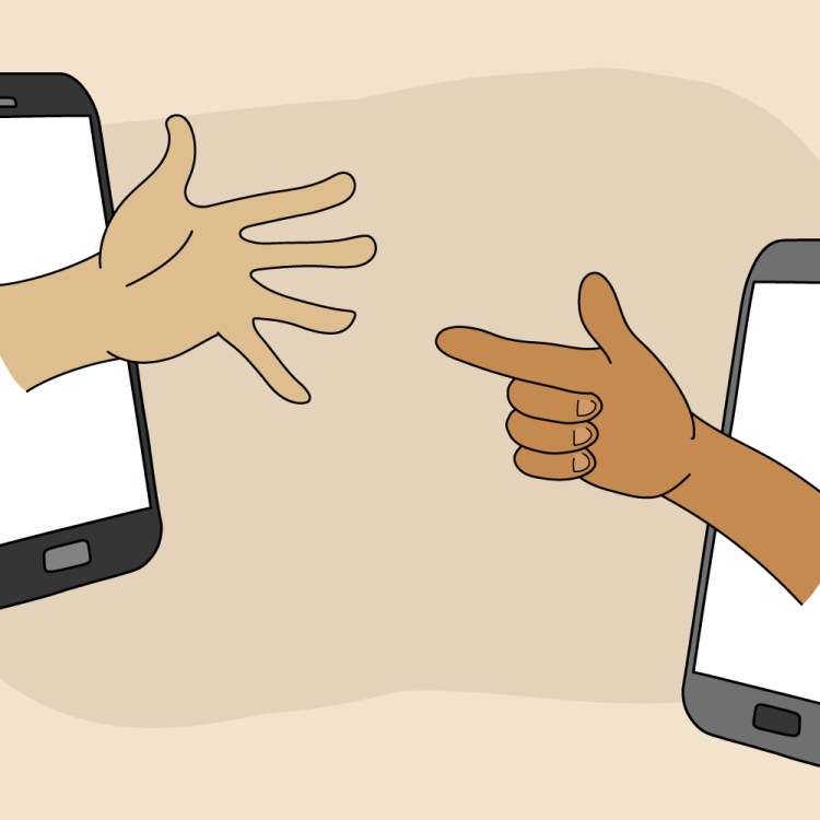 An illustration of two phones with hands extending from them. Can friendship apps really lead to true friends? Our writer tested two of them to find out.