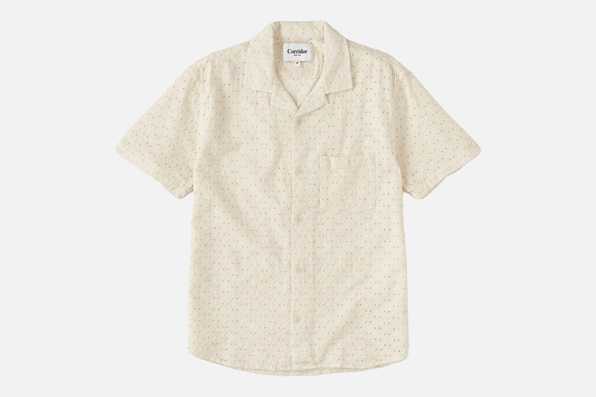 The Lowkey Swag Shirt: Corridor Floral Eyelet Short Sleeve Shirt