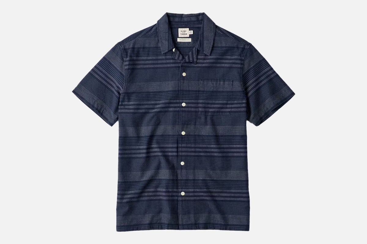 The Best Camp Collar for the Season: Flint and Tinder Camp Collar Dobby Stripe Short Sleeve Shirt