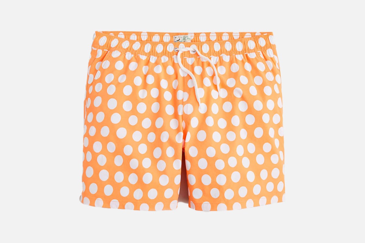 The Best Beach-to-Bar Swim Trunks: J.Crew 6” Polka-Dot Stretch Swim Trunk