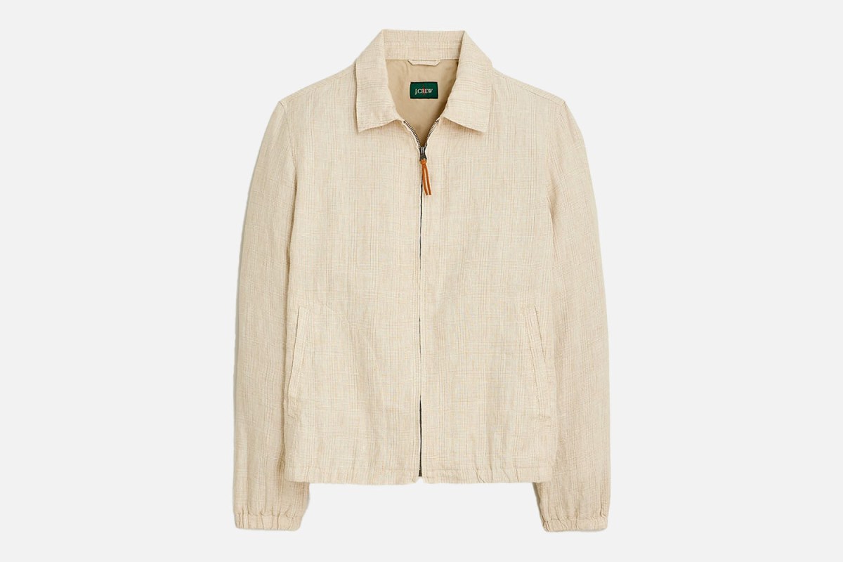 J.Crew Linen Plaid Harrington Jacket