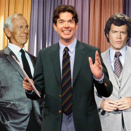 John Mulaney on set for "Everybody's in L.A." His style was no accident: his wardrobe referenced the days of Johnny Carson and David Letterman in L.A.