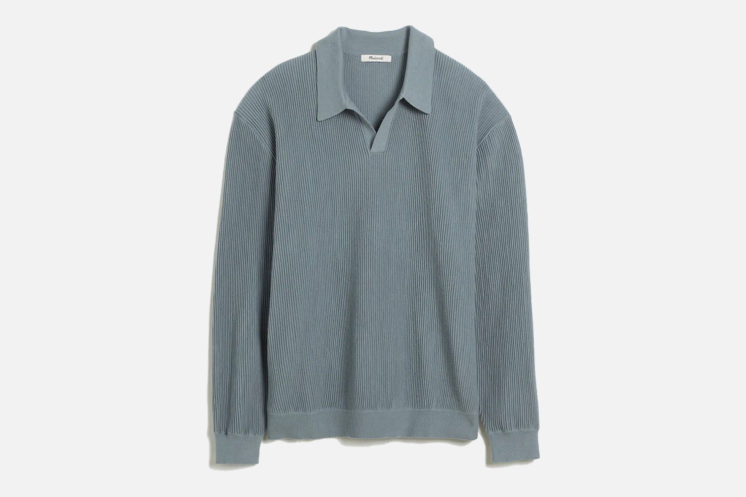 Madewell Johnny-Collar Long-Sleeve Sweater Polo