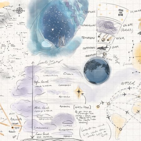 An illustration detailing how to navigate by the stars. We spoke to navigation expert Tristan Gooley to get his advice.
