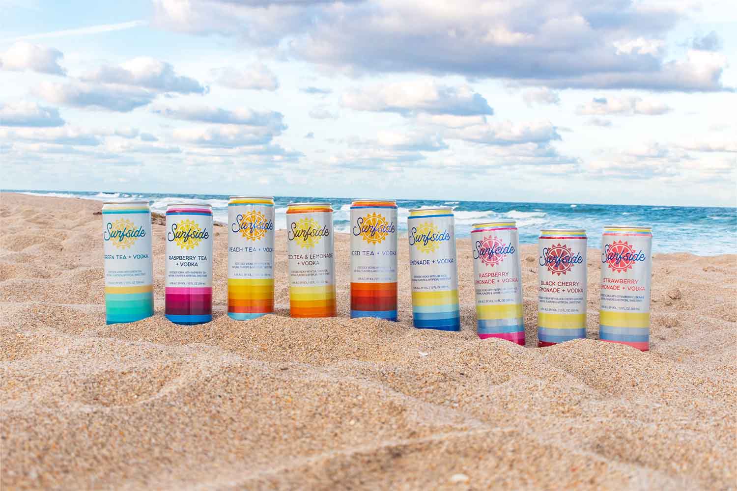 The lineup for Stateside's Surfside canned cocktails