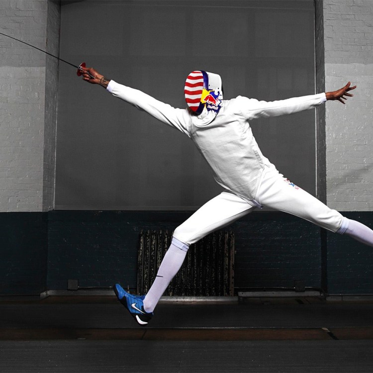 American fencer Miles Chamley-Watson practicing ahead of the 2024 Paris Olympics