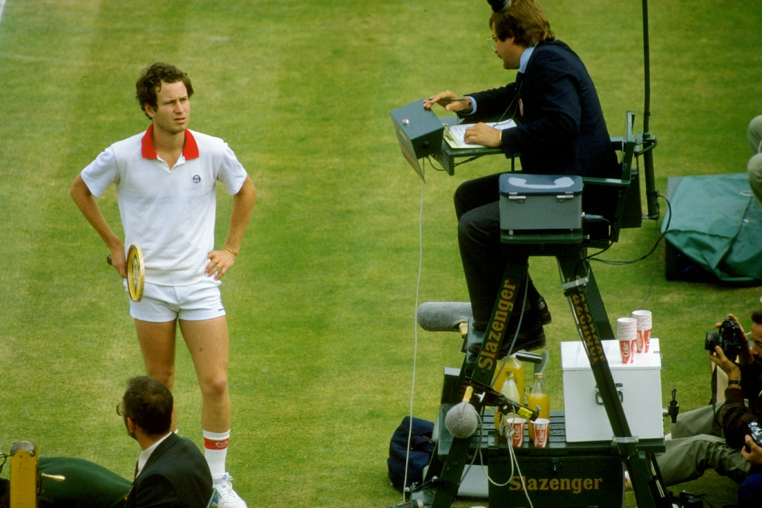 John McEnroe complaining to an official.