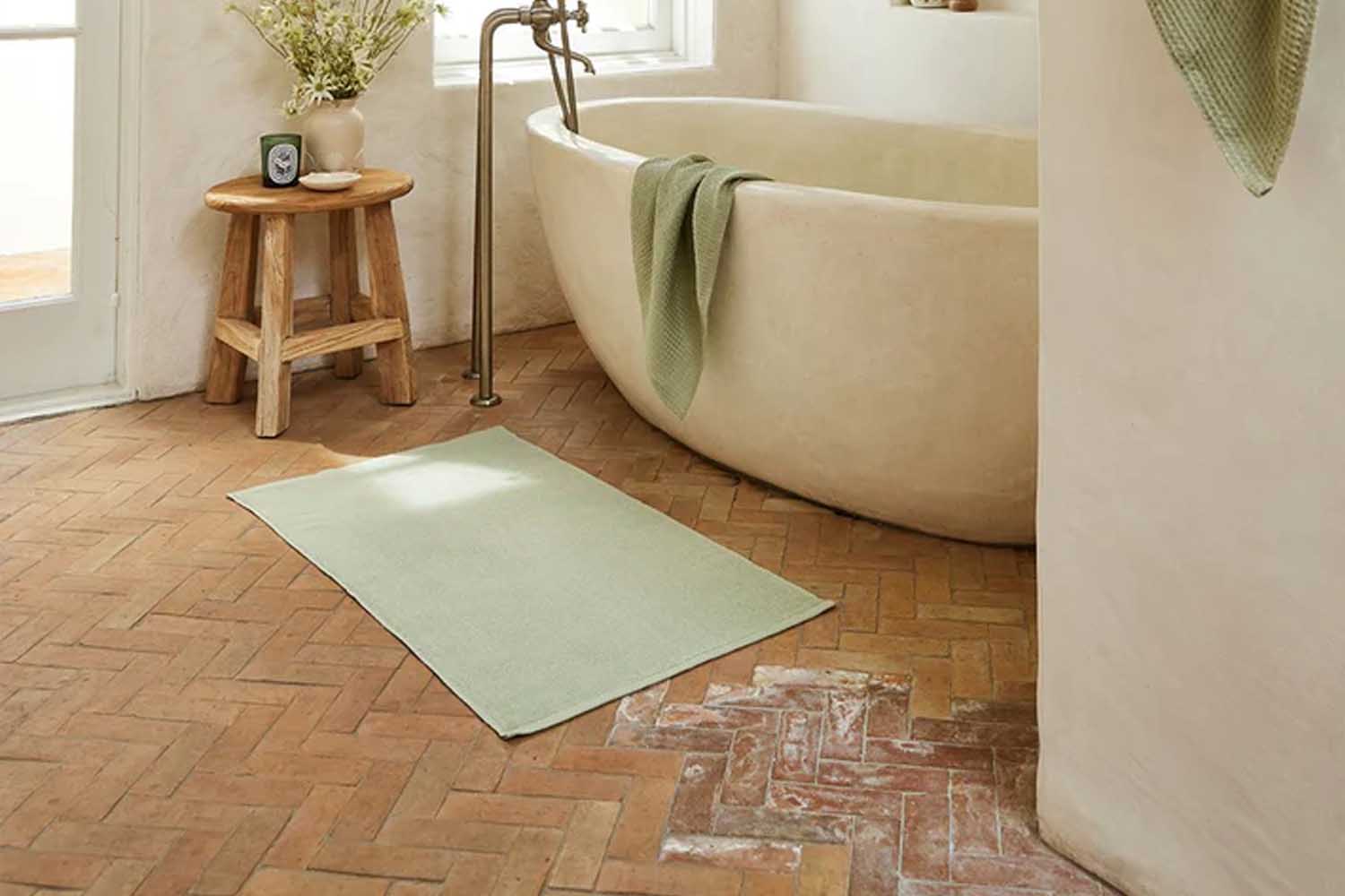 Bed Threads Sage 100% French Flax Linen Bath Mat