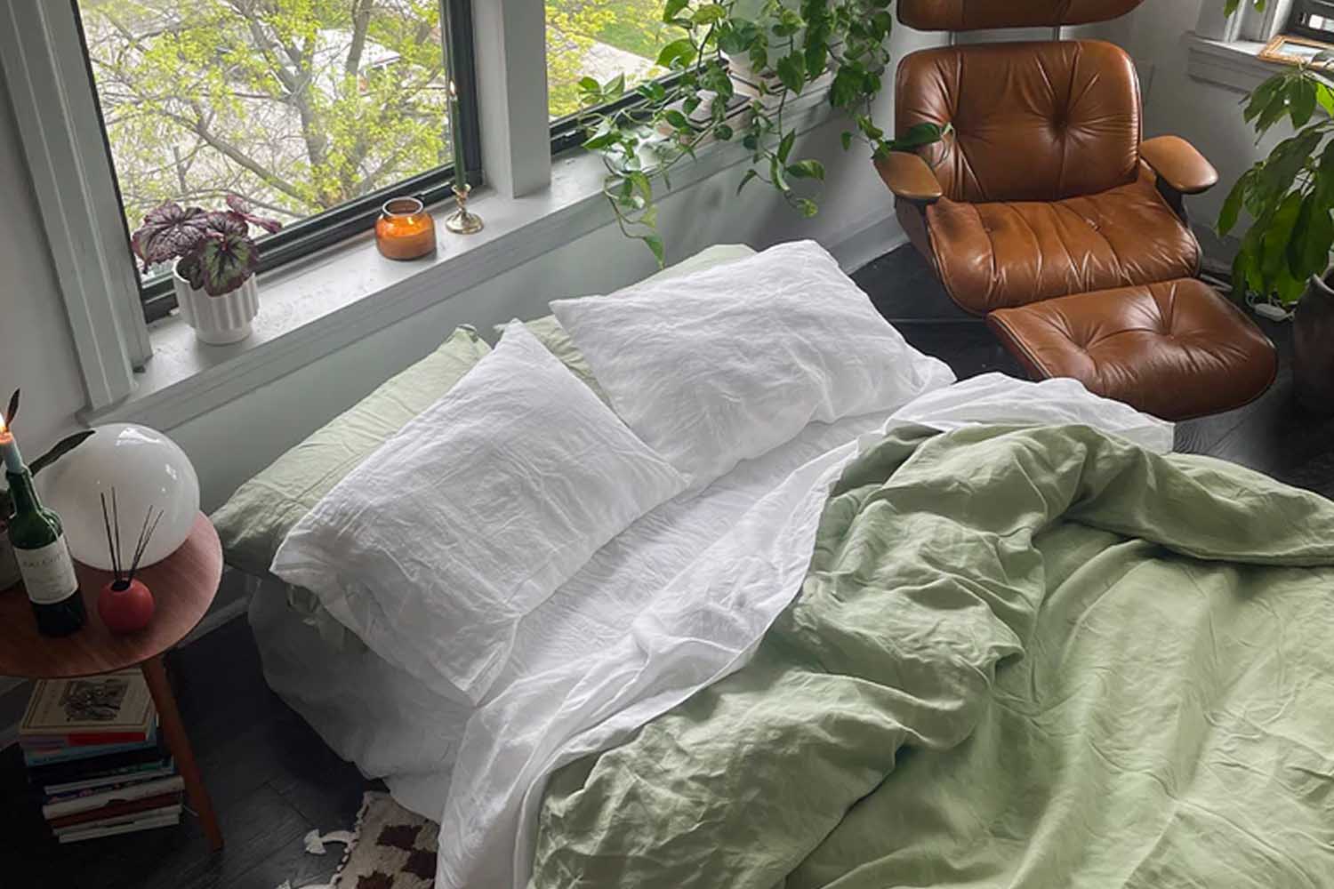 Bed Threads Sage & White Bedding Bundle, now on sale during Bed Threads' Linen Cupboard Sale