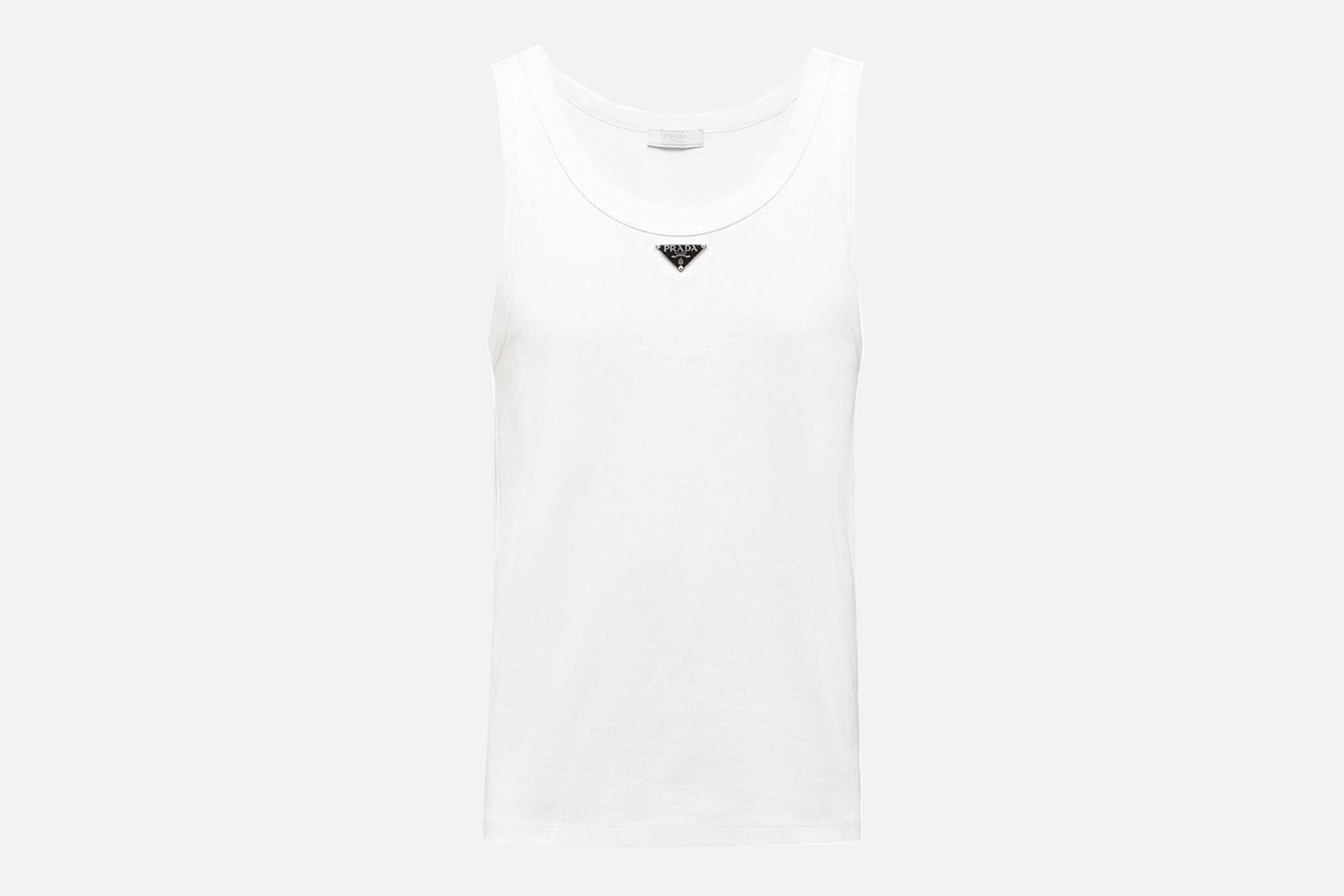 Prada Triangle-Logo Cotton Tank Top
