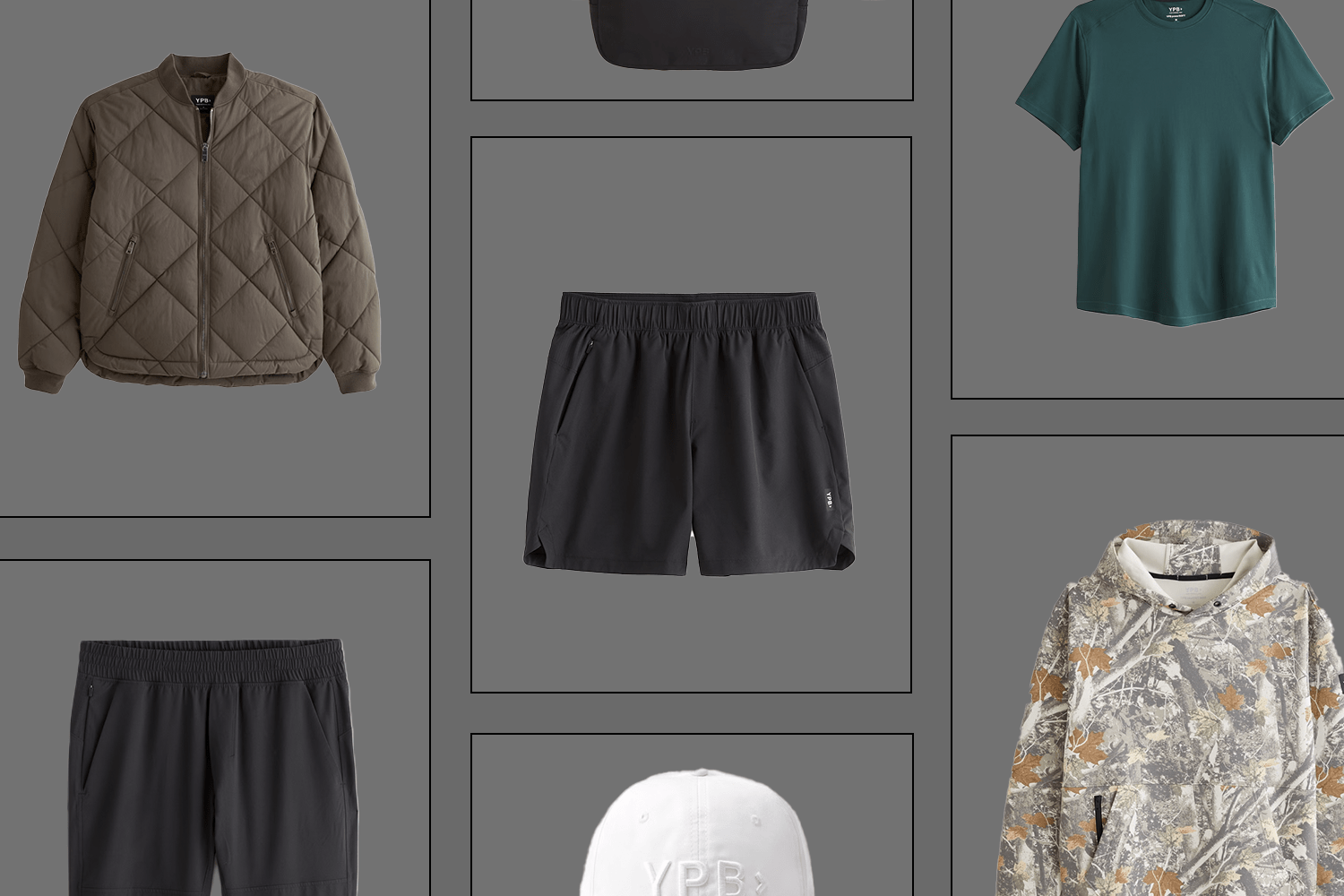 Abercrombie YBP clothes on a grey background