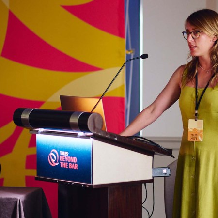 A speaker at the Tales of the Cocktail Beyond the Bar program