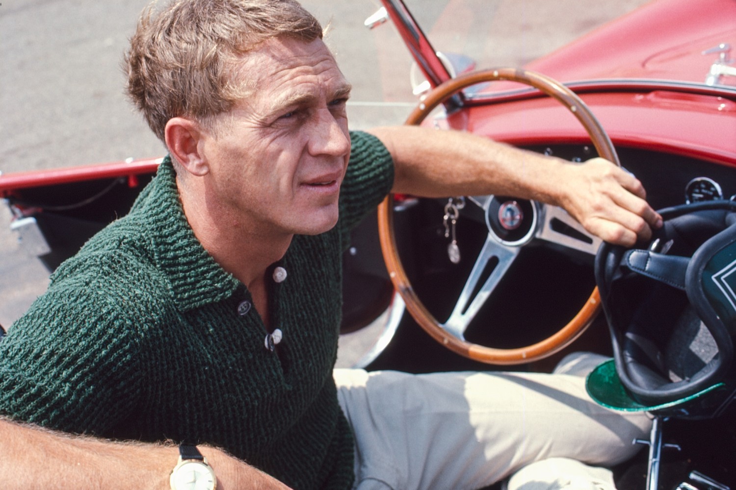 Steve McQueen in a Shelby Cobra